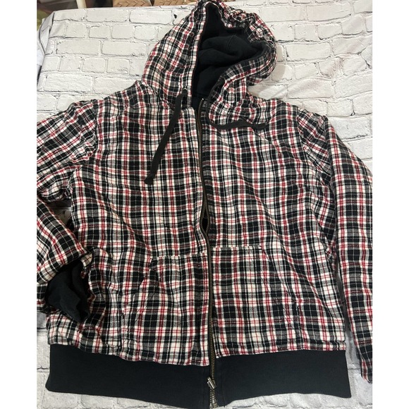 Disneyland Resort Reversible Black / Plaid Hooded Jacket Vintage Women’s Large - Picture 5 of 9
